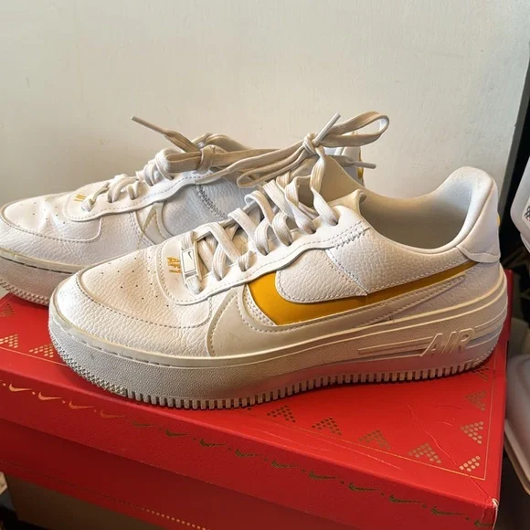 Yellow Nike swoosh Air Force ones - Picture 3 of 5